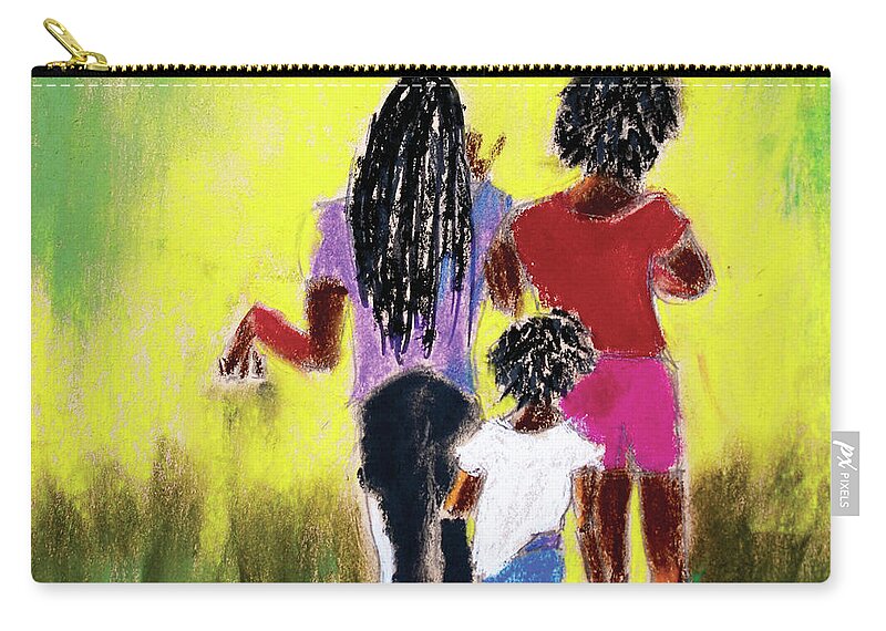 Pastel Zip Pouch featuring the pastel Sisters On A Mission 3 by Donna Crosby