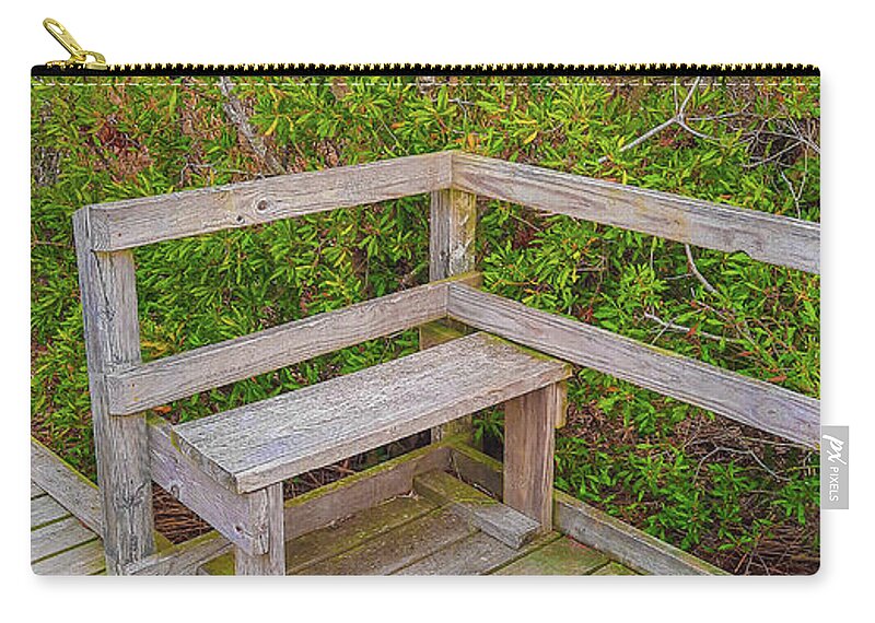 Bench Zip Pouch featuring the photograph Sit and Enjoy the Beauty of the Wetlands by Ola Allen