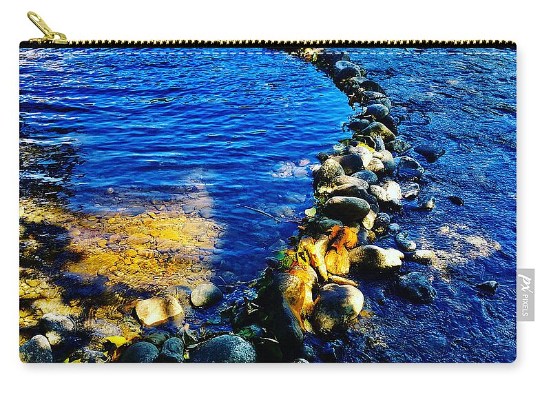 Skagit Zip Pouch featuring the photograph Skagit River Rocks by Suzanne Lorenz