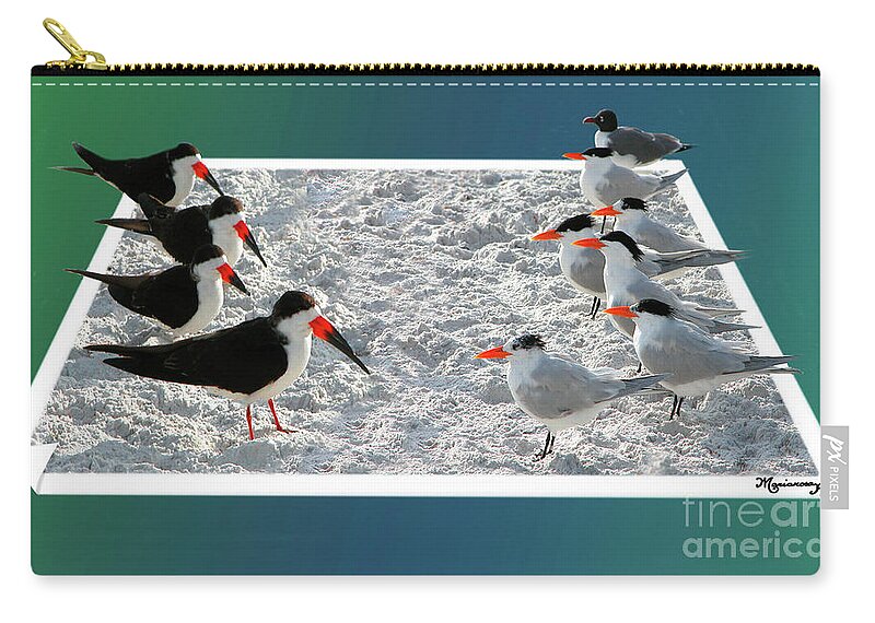 Fauna Zip Pouch featuring the digital art Skimmers vs Terns by Mariarosa Rockefeller