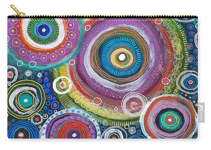 Skipping Stones Zip Pouch featuring the painting Skipping Stones by Tanielle Childers