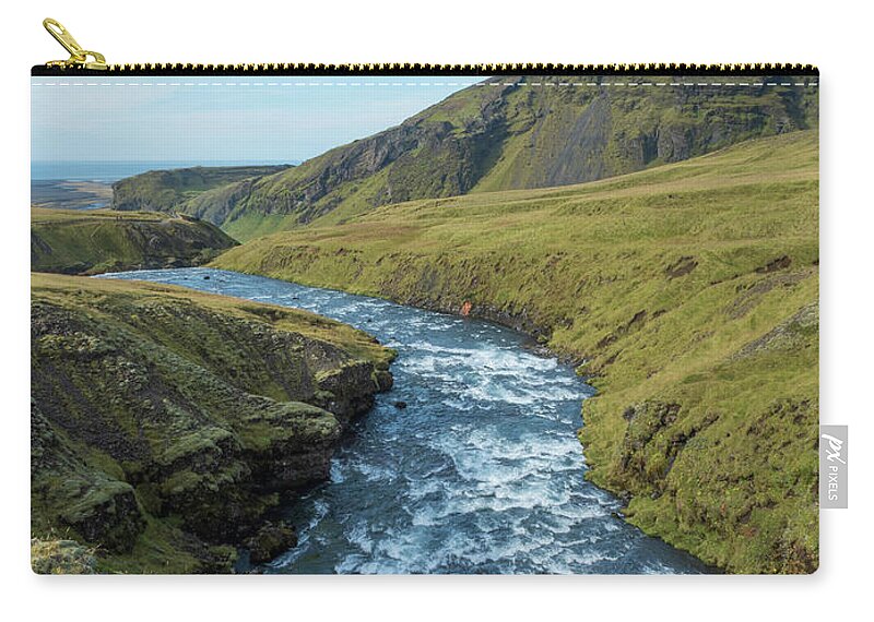 Landscape Carry-all Pouch featuring the photograph Skoga River Flows Above Skogafoss by Kristia Adams