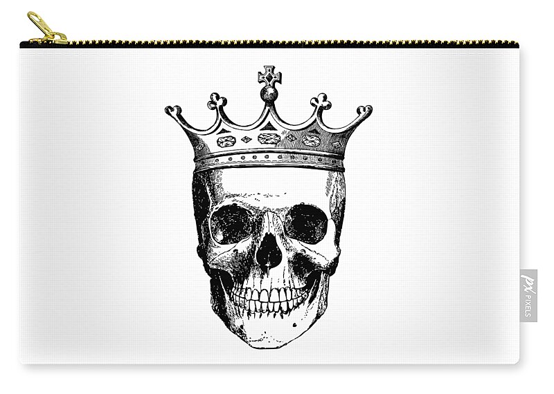Skull King Zip Pouch featuring the digital art Skull King by Eclectic at Heart