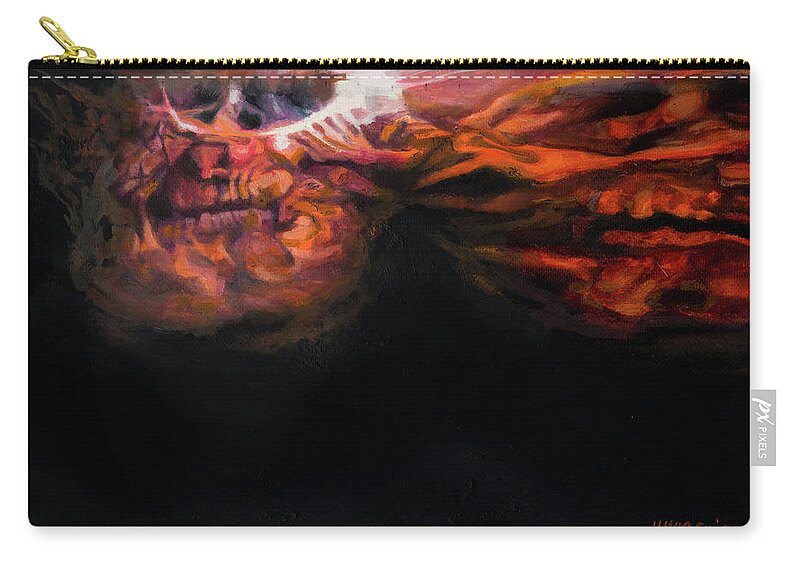  Zip Pouch featuring the painting Skulls, Study 7 by Veronica Huacuja
