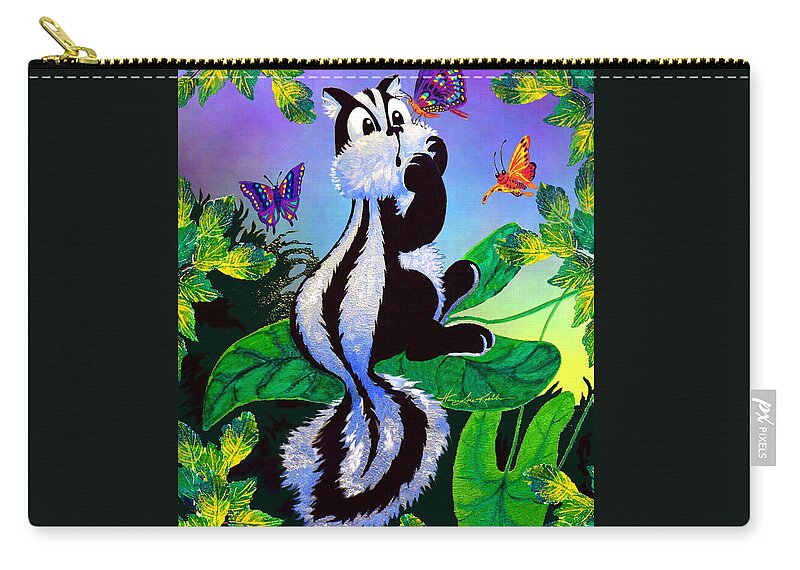 Art For Children Zip Pouch featuring the painting Skunky by Hanne Lore Koehler