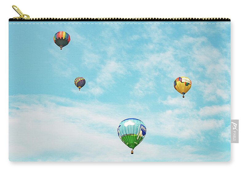 Hot Air Balloons Zip Pouch featuring the photograph Sky Blue and Balloons by Todd Klassy