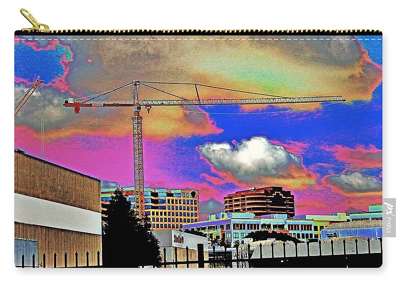 Sky Zip Pouch featuring the photograph Sky Crane by Andrew Lawrence
