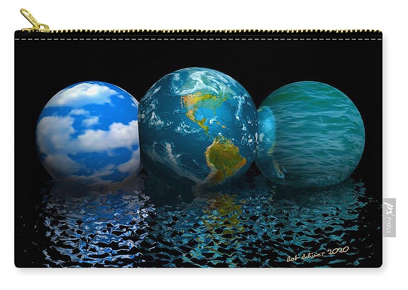 Digital Abstract Zip Pouch featuring the digital art Sky, Earth, Sky by Bob Shimer