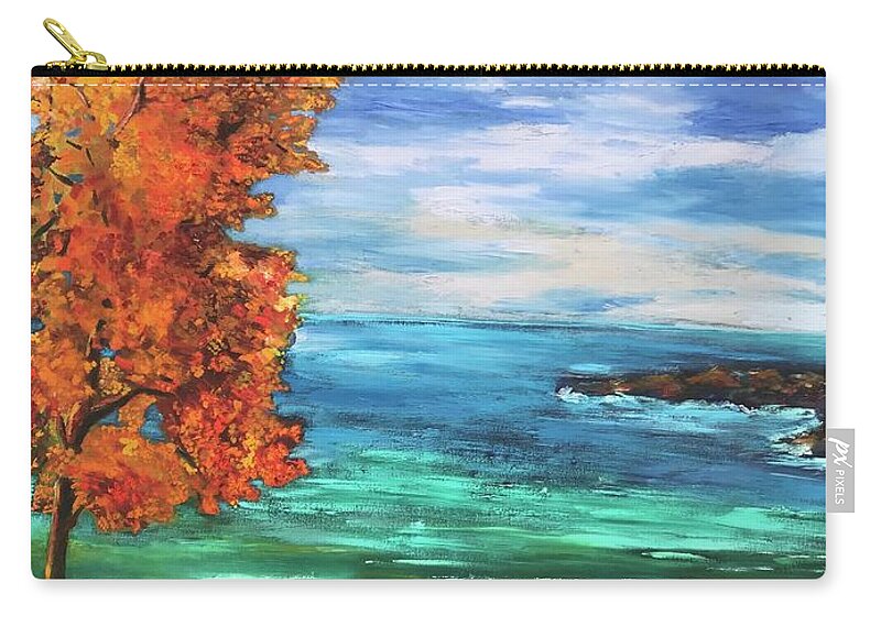 Golf Zip Pouch featuring the painting Sky, sea and Golf by Geeta Yerra