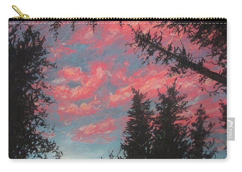 Forest Sky Zip Pouch featuring the painting Sky's Passion by Jen Shearer