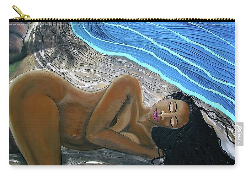 Portrait Zip Pouch featuring the painting Sleeping Nude by Joan Stratton