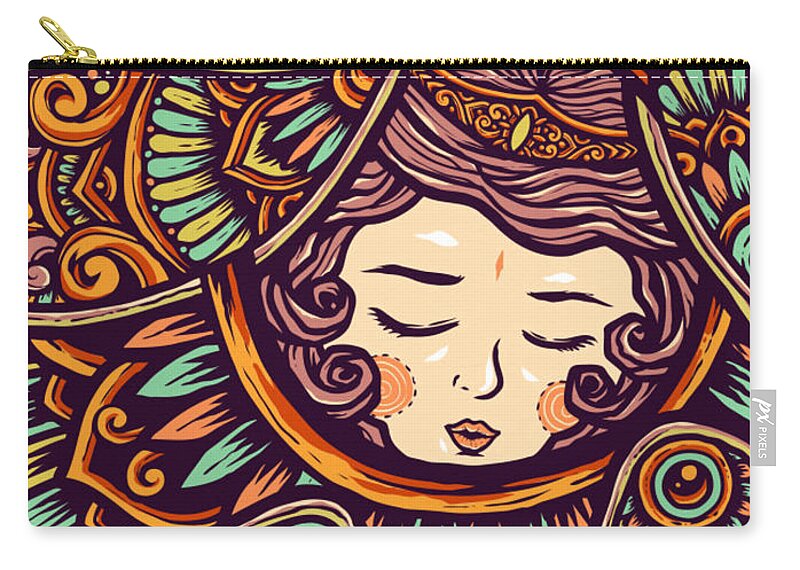 Fall Zip Pouch featuring the painting Sleeping Princess Of Fall by World Art Collective