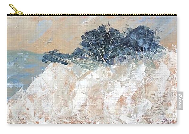 Seascape Lazy Sleepy Landscape Zip Pouch featuring the painting Seascape by Nina Jatania