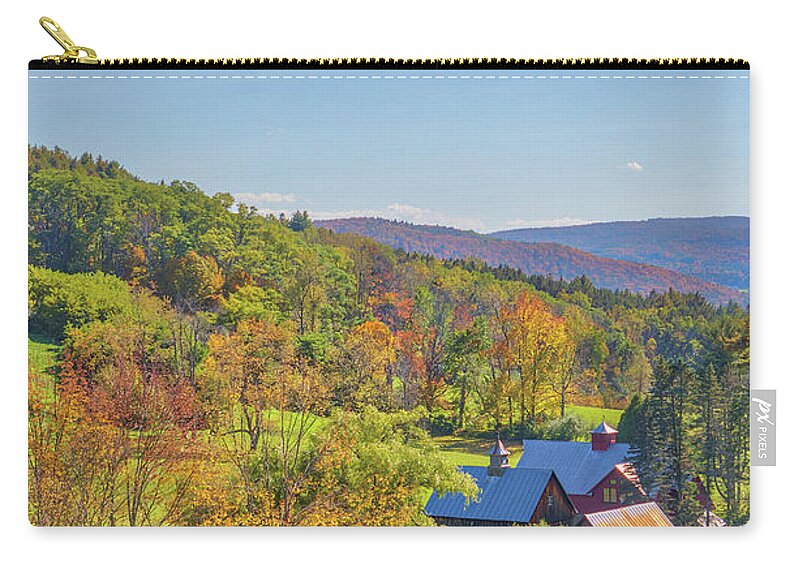 Sleepy Hollow Farm Zip Pouch featuring the photograph Sleepy Hollow Farm and Fall Colors in Pomfret Vermont by Juergen Roth