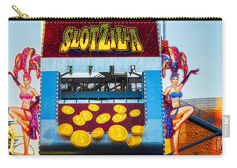 Slotzilla Zip Pouch featuring the photograph Slotzilla Zip Line Las Vegas by Tatiana Travelways
