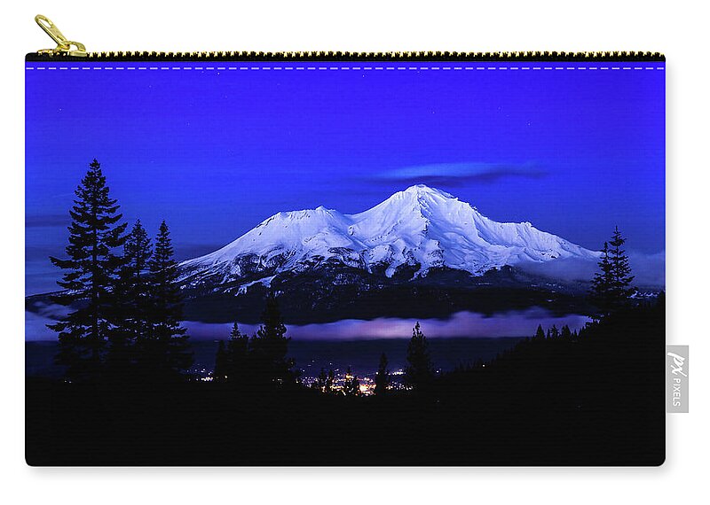 Mount Shasta Zip Pouch featuring the photograph Small Town Lights by Ryan Workman Photography