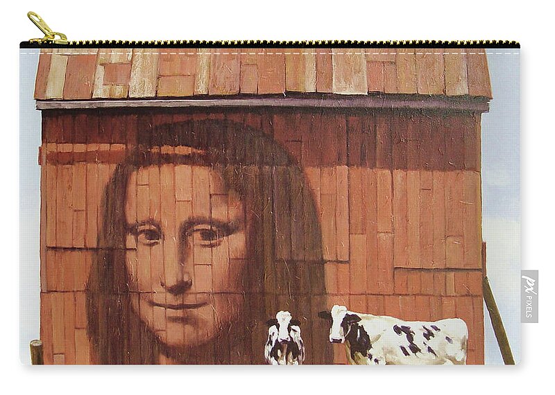 Realism Zip Pouch featuring the painting Smiling at the Barn by Zusheng Yu