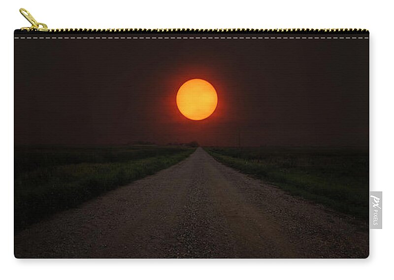 Sunset Zip Pouch featuring the photograph Smokey Road by Aaron J Groen