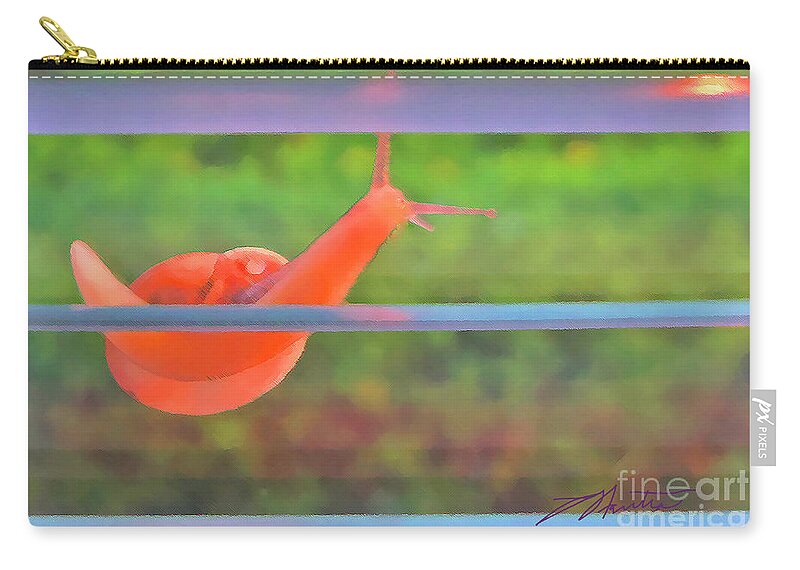 Snail Zip Pouch featuring the digital art Snail On The Window by Art Mantia