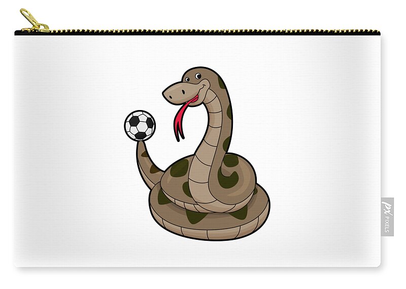 Snake as Soccer player with Soccer ball Carry-all Pouch by Markus Schnabel  - Pixels
