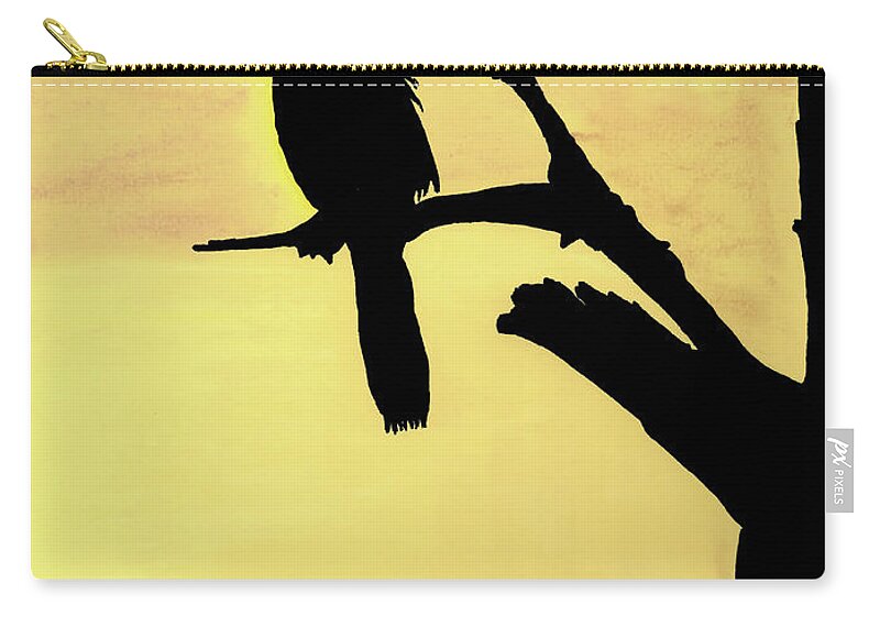 Anhinga Zip Pouch featuring the drawing Snake Bird Silhouette by D Hackett