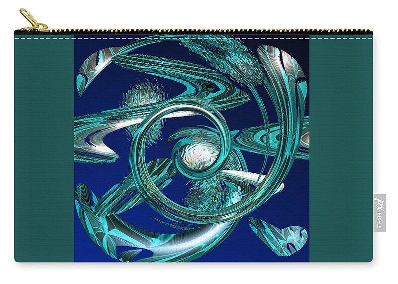 Digital Wall Art Zip Pouch featuring the digital art Snakes Swirl Blue by Ronald Mills