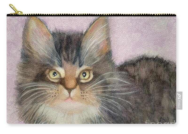 Maine Coon Carry-all Pouch featuring the painting Snickers by Sue Carmony