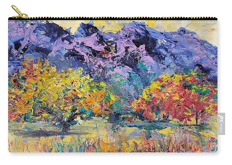 Fall Foliage Zip Pouch featuring the painting Fall in the Foothills' by Lisa Debaets