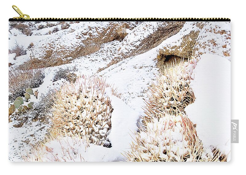 North America Zip Pouch featuring the photograph Snow Covered Cactus Below Mount Whitney Eastern Sierras by Dave Welling