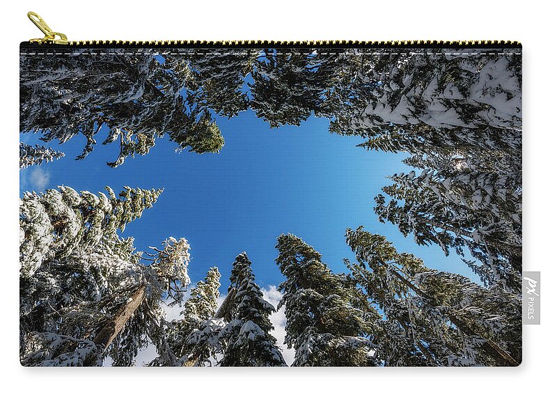 Tree Zip Pouch featuring the photograph Snow Covered Trees 6 by Pelo Blanco Photo