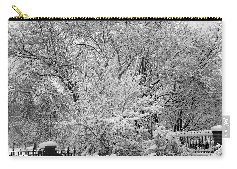 Trees Zip Pouch featuring the photograph Snow Covered Trees by Stephanie Moore