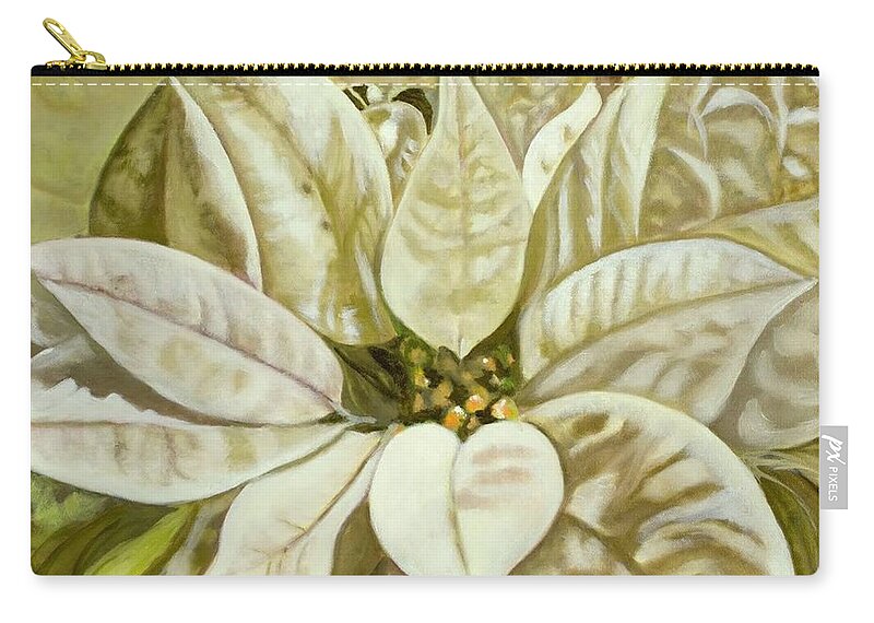 Poinsettia Zip Pouch featuring the painting Snow Dancer by Juliette Becker