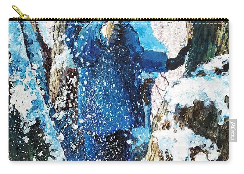 Snow Zip Pouch featuring the painting Snow Day by Merana Cadorette