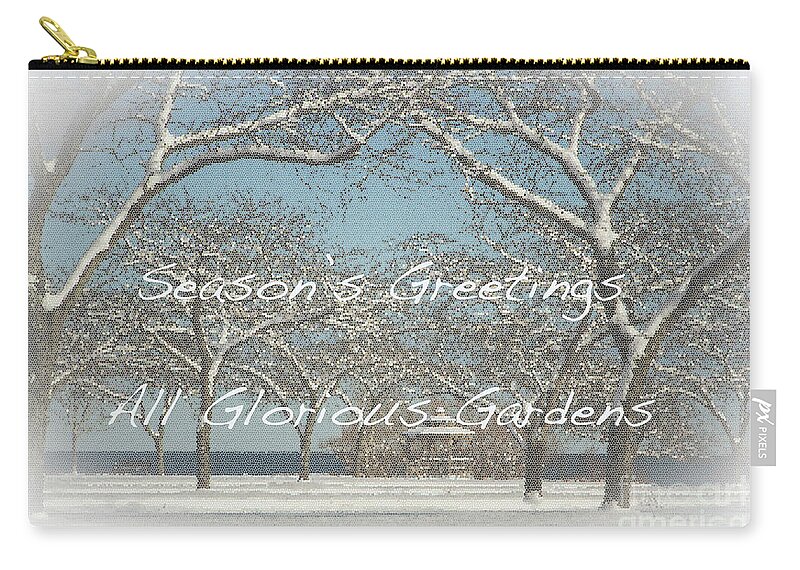 Charles Daley Park Zip Pouch featuring the photograph Snow-Filled Seasons Greetings by Marilyn Cornwell
