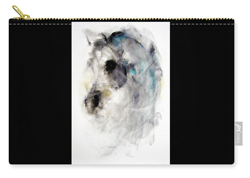 Horse Zip Pouch featuring the painting Snow by Janette Lockett