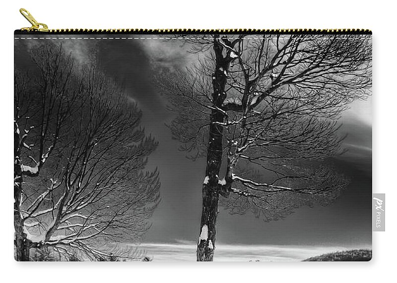 Snow On The Pond Zip Pouch featuring the photograph Snow on the Pond by David Patterson