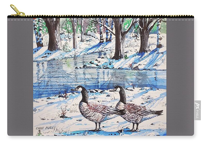 Snow Carry-all Pouch featuring the painting Snow Reflections by Diane Phalen