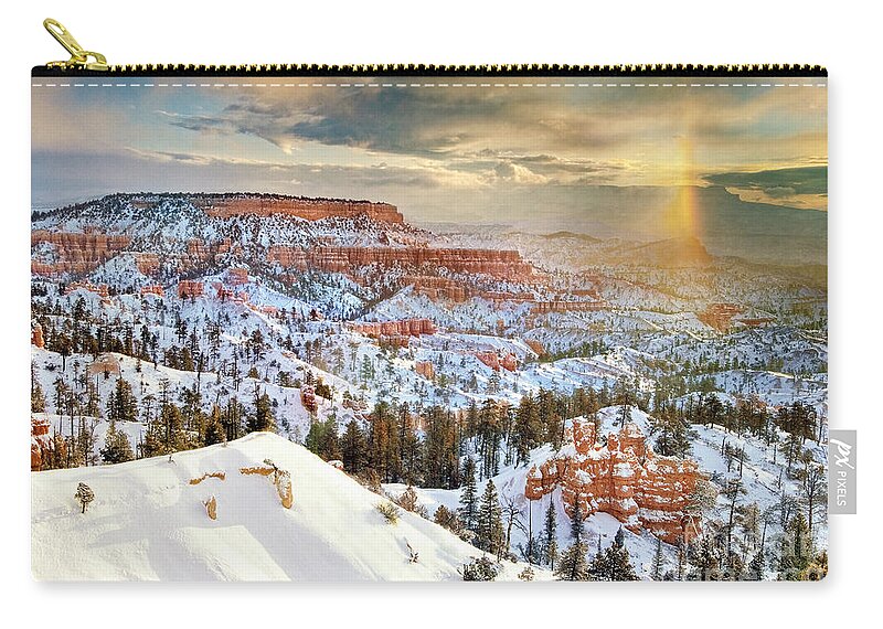 Bryce Canyon National Park Zip Pouch featuring the photograph Snowbow During Winter Sunrise Bryce Canyon National Park Utah by Dave Welling