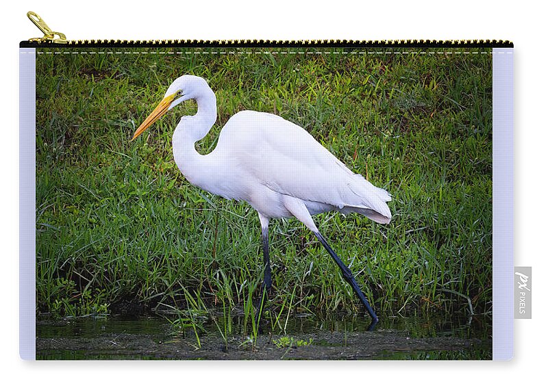 Birds Zip Pouch featuring the photograph Snowy Egret by Larry Marshall