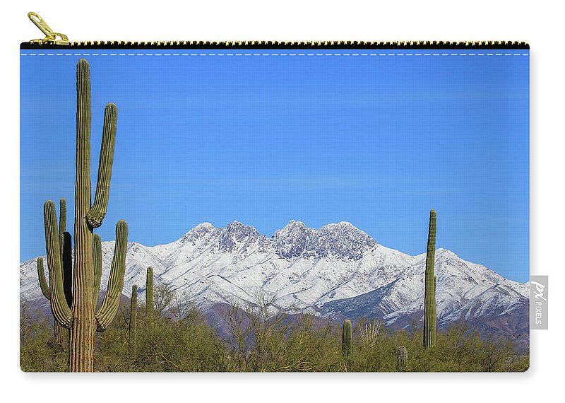2021 Zip Pouch featuring the photograph Snowy Four Peaks by Dawn Richards