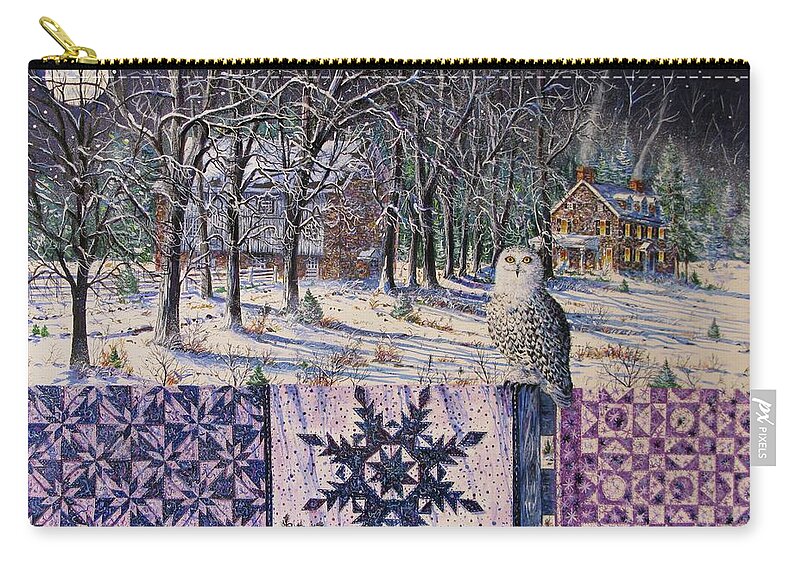 Winter Zip Pouch featuring the painting Snowy Indigo Evening by Diane Phalen