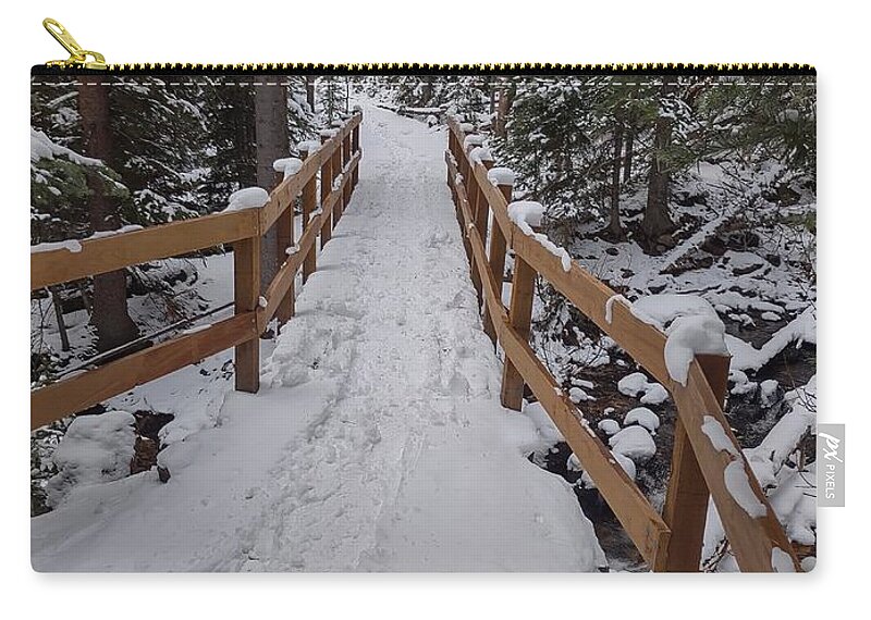 Landscape Zip Pouch featuring the photograph Snowy pathway by Erin Mitchell