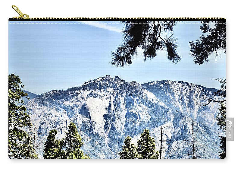 Snowy Peaks Of Sierra Nevada Mountains In Sequoia National Park Zip Pouch featuring the photograph Snowy Peaks of Sierra Nevada in Sequoia National Park, California by Ruth Hager