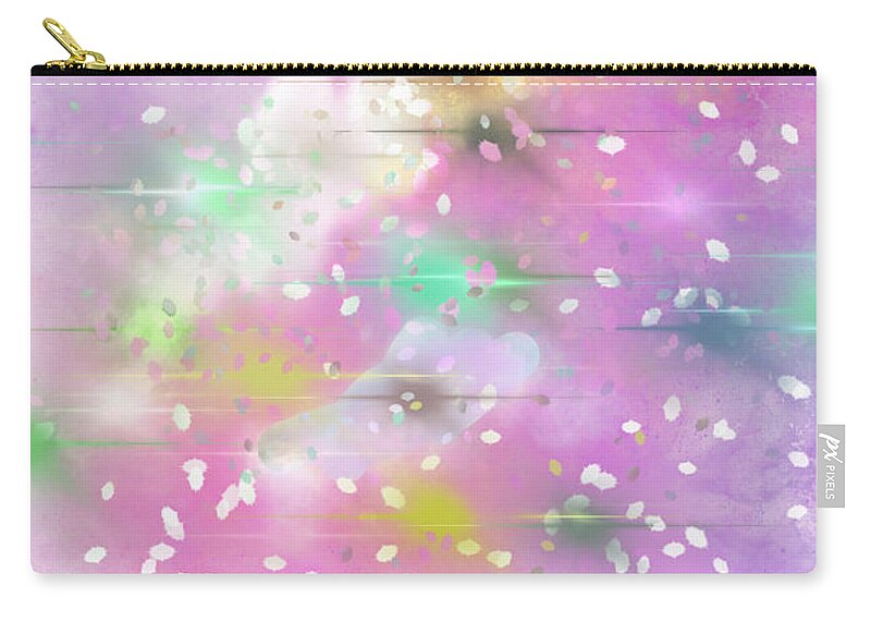 Pink Sky Carry-all Pouch featuring the digital art Snowy Pink Sky #1 by Zotshee Zotshee