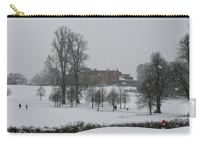 Herts Zip Pouch featuring the photograph Snowy scene by Andrew Lalchan