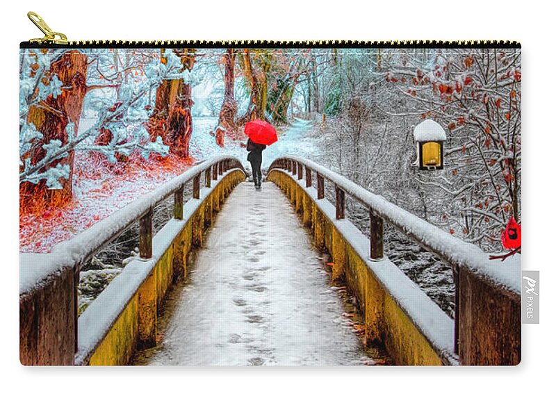 Carolina Carry-all Pouch featuring the photograph Snowy Walk by Debra and Dave Vanderlaan