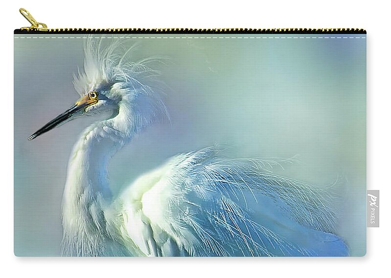 Snowy Egret Zip Pouch featuring the photograph Snowy With Attitude by HH Photography of Florida