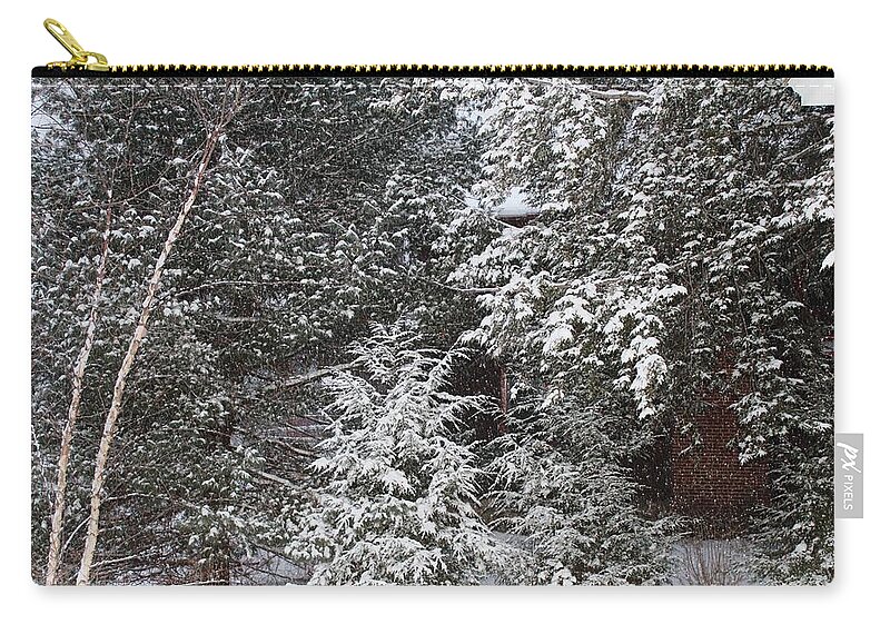  Zip Pouch featuring the photograph Snowy Woods by Donn Ingemie