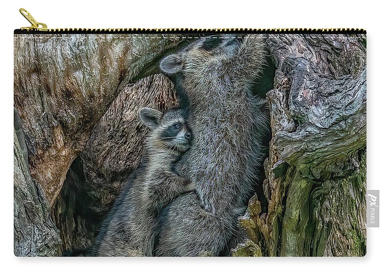  Zip Pouch featuring the photograph Snuggles With Mom by Marcy Wielfaert