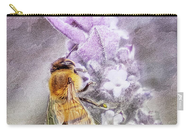 Honey Bee Flower Fine Art Print Zip Pouch featuring the photograph So Bee It by Jerry Cowart